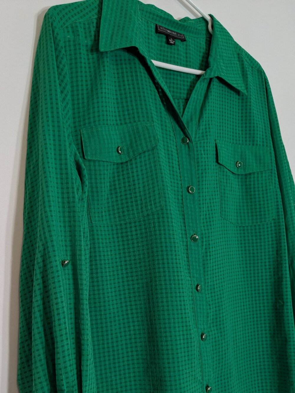 ELEMENTZ Emerald Green Long Roll-Tab Cuff Sleeves; Size L